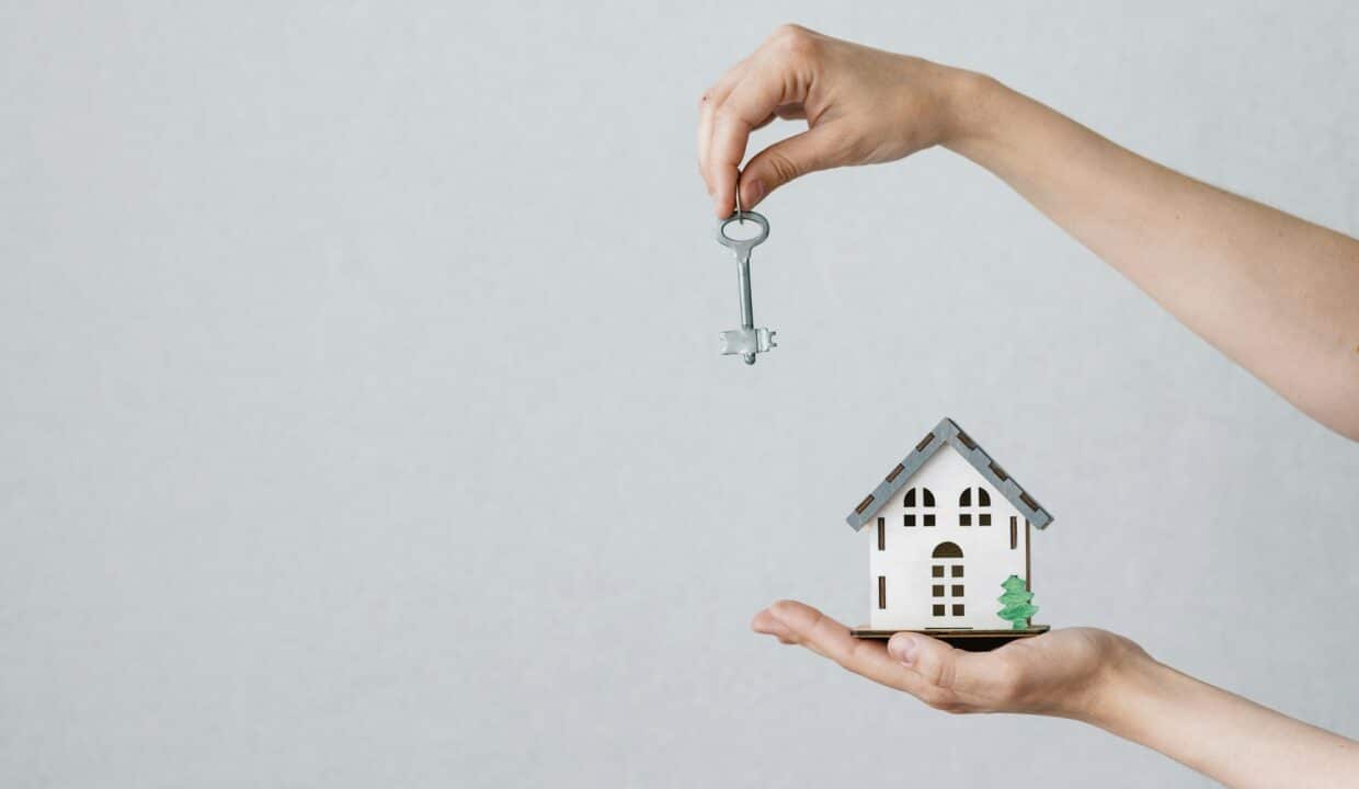 buying and selling houses and apartments, real estate, woman gives the keys