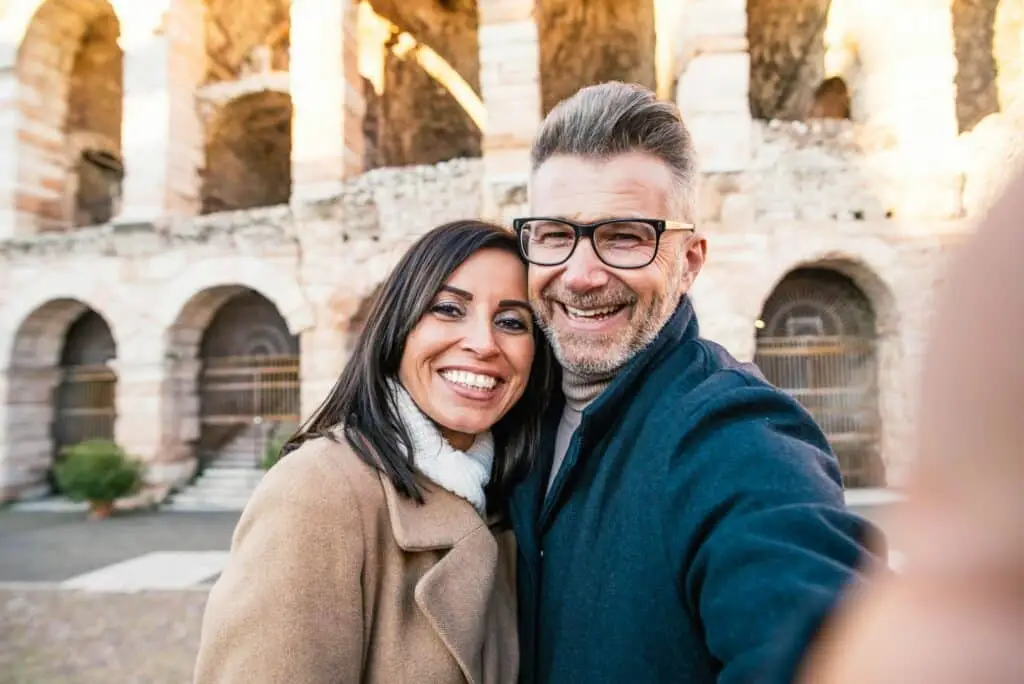 Married couple visiting Colosseum, Rome